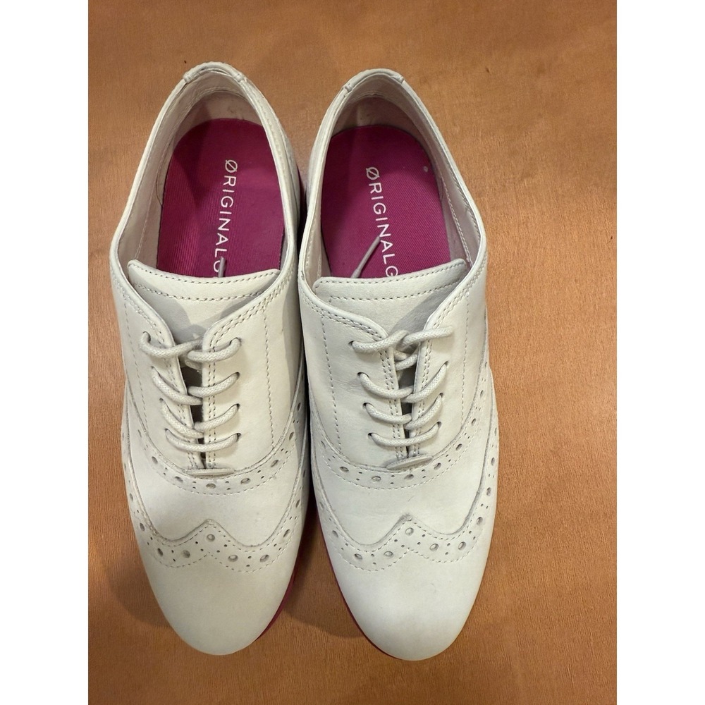 Cole Haan Original Grand Shoes Womens Size 5.5 Wingtip Oxford White Pink W24361 - Picture 8 of 10
